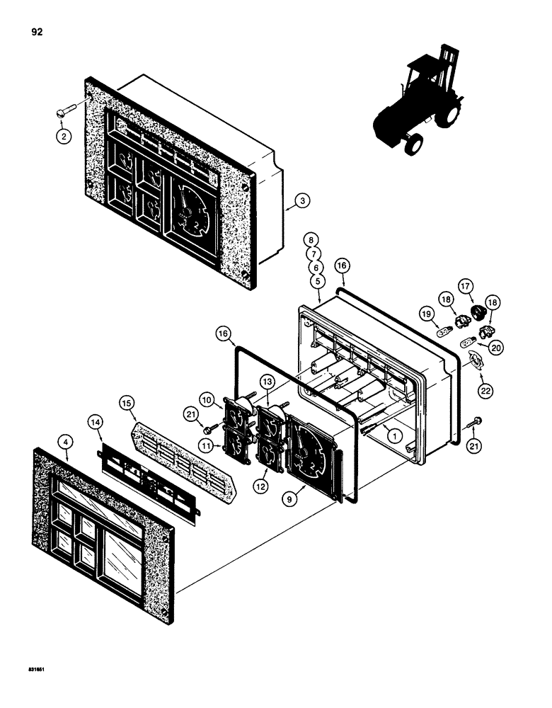 Схема запчастей Case 586D - (092) - INSTRUMENT CLUSTER (55) - ELECTRICAL SYSTEMS