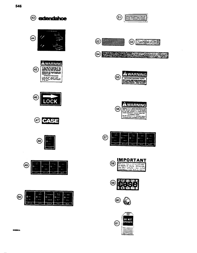 Схема запчастей Case 480D - (546) - DECALS (90) - PLATFORM, CAB, BODYWORK AND DECALS