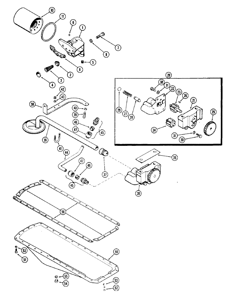 Схема запчастей Case W9C - (042) - OIL PUMP, OIL FILTER, OIL PAN, (377) SPARK IGNITION ENGINE (02) - ENGINE