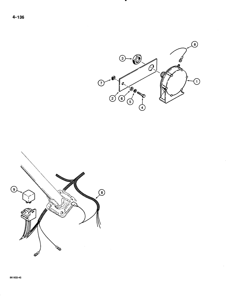 Схема запчастей Case 580K - (04-136) - HORN, MODELS WITH OR WITHOUT TILT/TELESCOPING STEERING COLUMN (04) - ELECTRICAL SYSTEMS