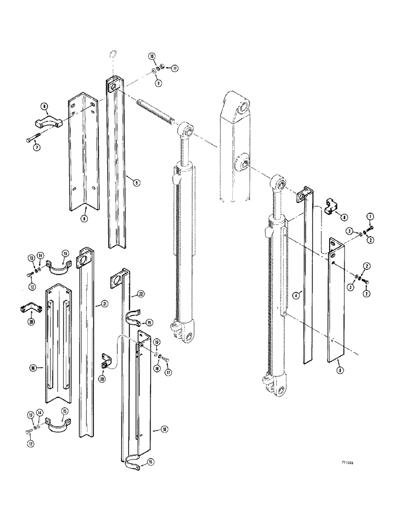 Схема запчастей Case 780 - (520) - BOOM CYLINDER GUARDS, USED WITH G32442 AND G32443 CYLINDERS, (09) - CHASSIS/ATTACHMENTS