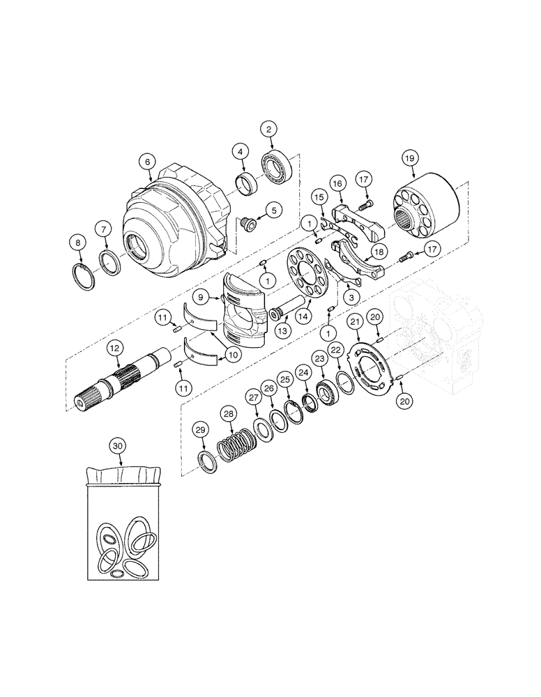 Схема запчастей Case 865 AWD - (08-030[01]) - FRONT WHEEL DRIVE HYDRAULIC MOTOR - ASSEMBLY (08) - HYDRAULICS