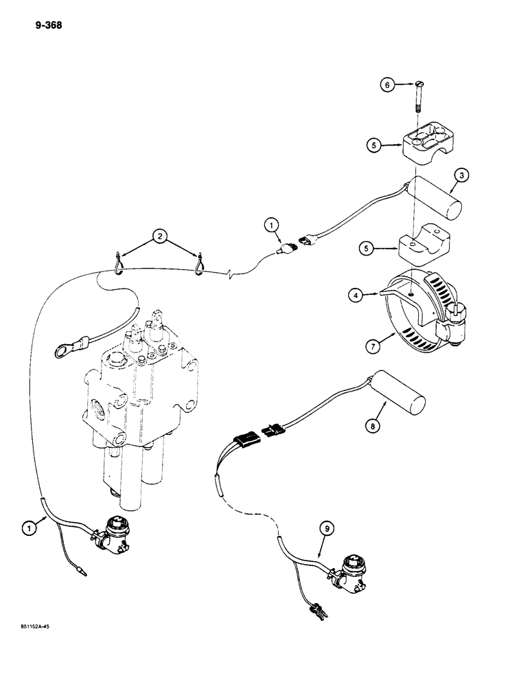 Схема запчастей Case 680K - (9-368) - LOADER RETURN-TO-DIG CONTROL (09) - CHASSIS/ATTACHMENTS