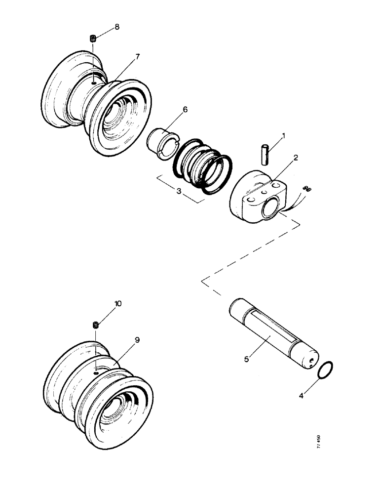 Схема запчастей Case 850 - (F05-1) - TRACK ROLLERS - SINGLE FLANGE (04) - UNDERCARRIAGE