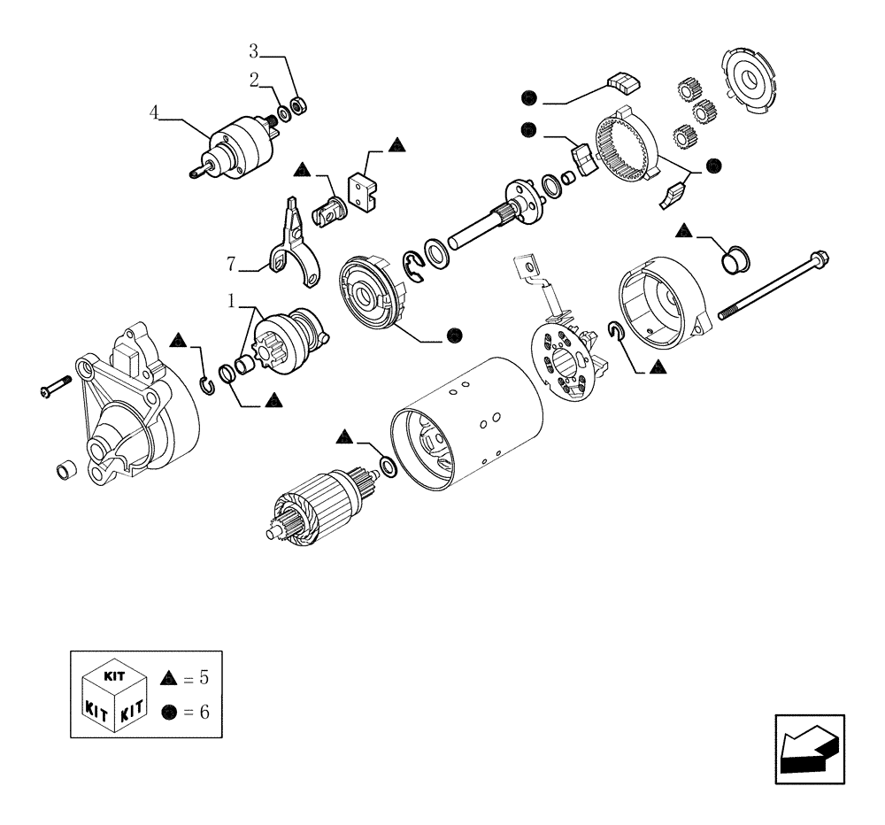 Схема запчастей Case TX1055 - (0.36.0/A[01]) - STARTER MOTOR - COMPONENTS (55) - ELECTRICAL SYSTEMS