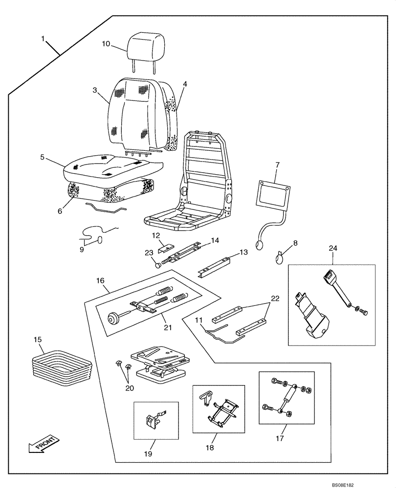 Схема запчастей Case CX470C - (09-022-01[01]) - OPERATORS COMPARTMENT - SEAT MECHANICAL (05.1) - UPPERSTRUCTURE CHASSIS/ATTACHMENTS