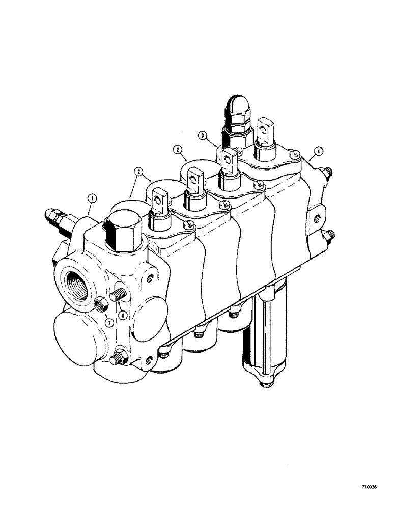 Схема запчастей Case 33 - (188) - 3 POINT HITCH, D52970 CONTROL VALVE (4 SPOOL) 