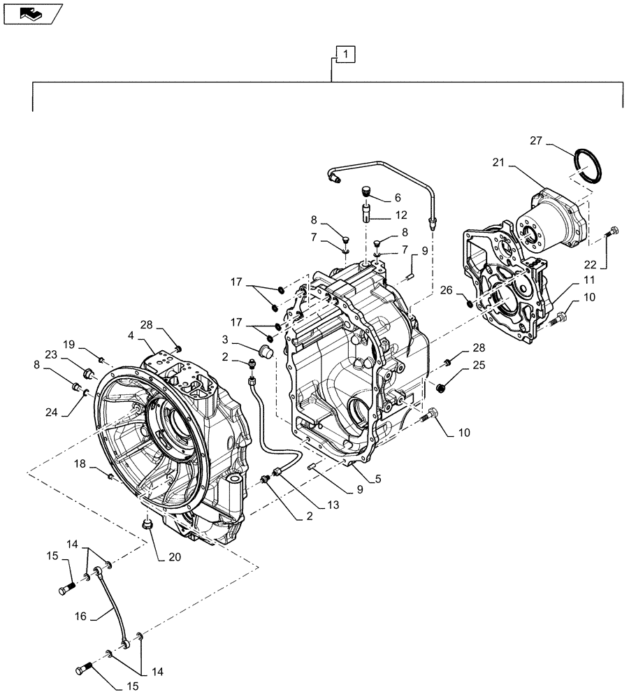 Схема запчастей Case 588H - (21.111.01[02]) - TRANSMISSION HOUSING 4WD (21) - TRANSMISSION