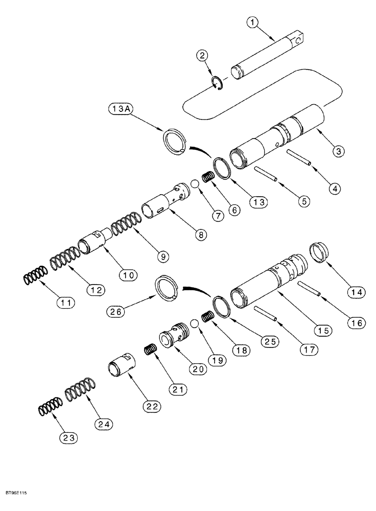 Схема запчастей Case 650G - (6-22) - TRANSMISSION CONTROL VALVE SPOOL ASSEMBLIES (06) - POWER TRAIN