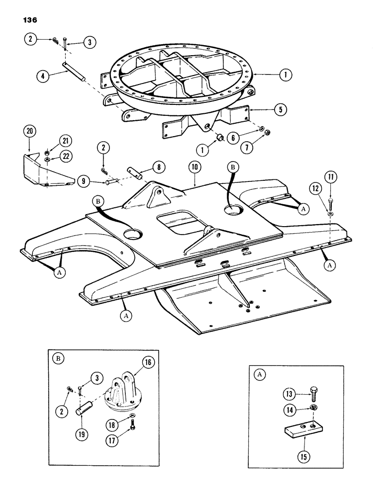 Схема запчастей Case 980B - (136) - TURNTABLE LEVELER WITH PINS AND HARDWARE, (USED ON UNITS (05) - UPPERSTRUCTURE CHASSIS