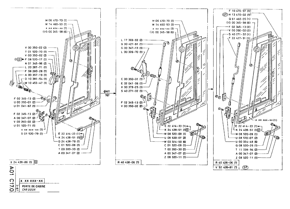 Схема запчастей Case 75C - (A01 C17.0) - CAB DOOR (05) - UPPERSTRUCTURE CHASSIS