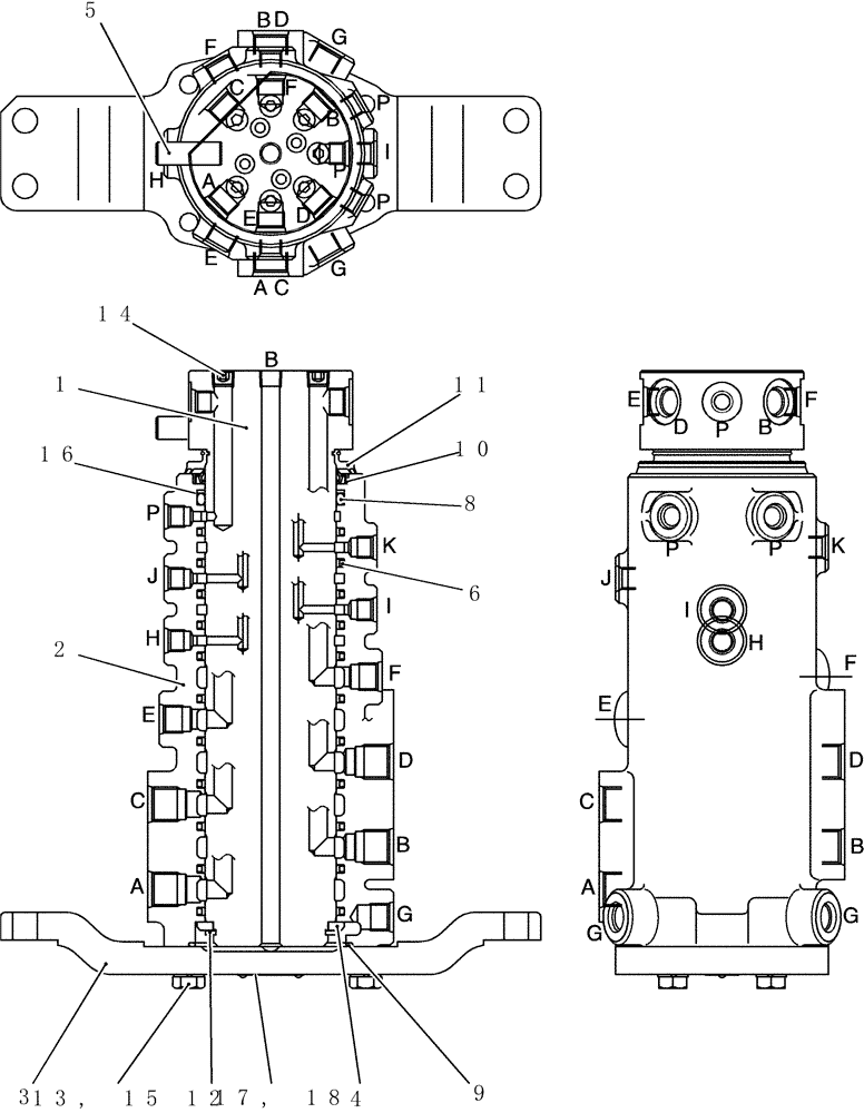 Схема запчастей Case CX50B - (HC930-72) - JOINT ASSEMBLY, SWIVEL (35) - HYDRAULIC SYSTEMS