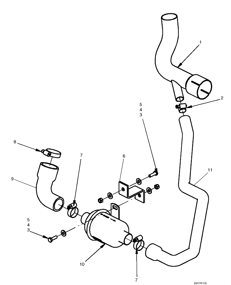 Схема запчастей Case 430 - (02-04) - EXHAUST SYSTEM - ASPIRATOR; BSN 415565 (02) - ENGINE