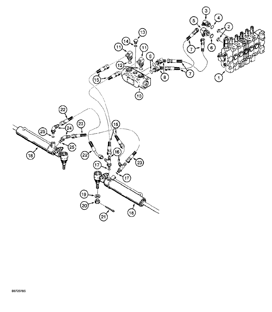 Схема запчастей Case 760 - (05-026) - REAR STEERING HYD. CIRCUIT, MODELS W/O ELECTRONIC STEERING, PRIOR TO P.I.N. JAF0022965 (41) - STEERING