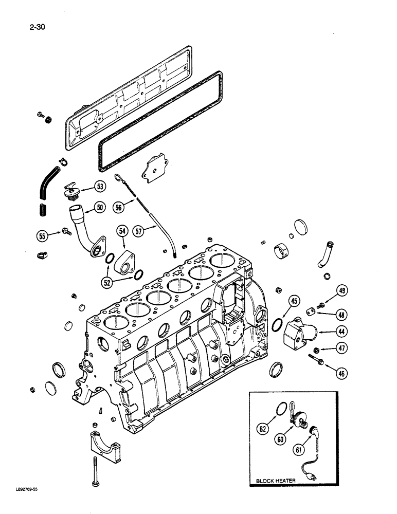 Схема запчастей Case W14C - (2-30) - CYLINDER BLOCK, 6T-590 ENGINE (02) - ENGINE