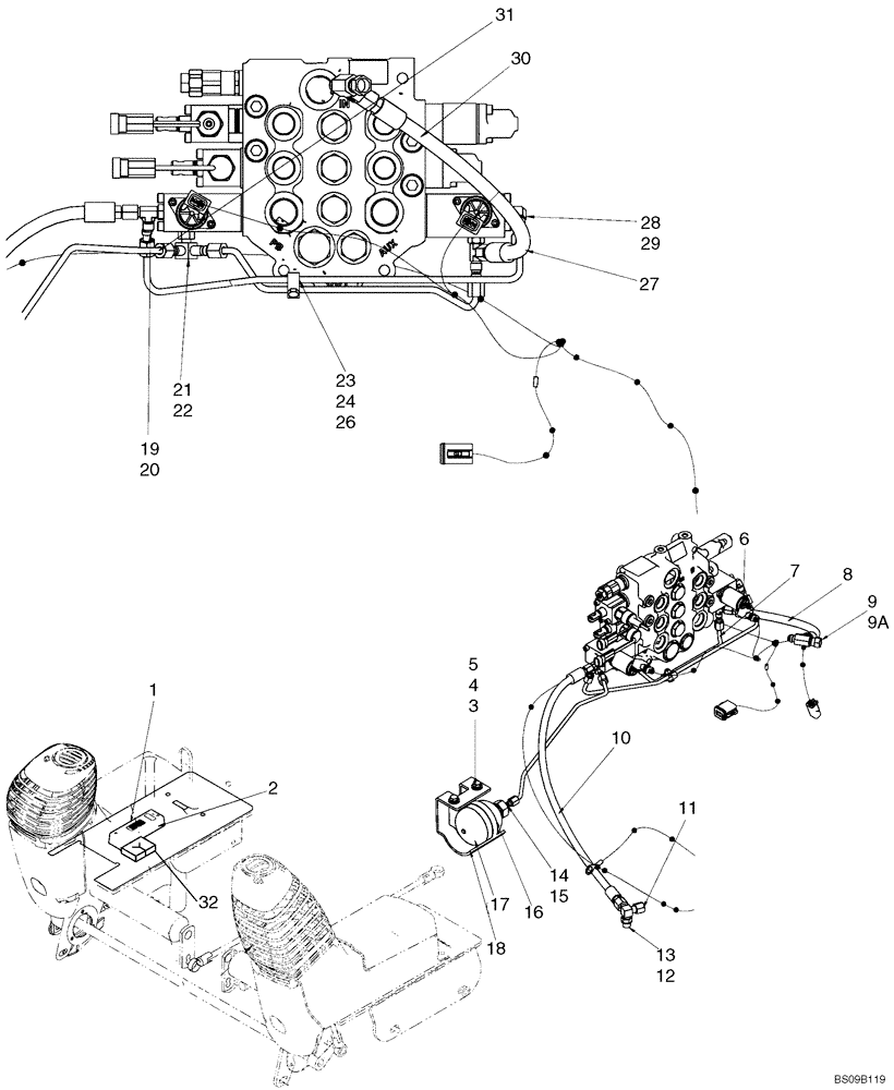 Схема запчастей Case 450CT - (08-03[1]) - HYDRAULICS - AUXILIARY (PROPORTIONAL) MECHANICAL CONTROL (08) - HYDRAULICS