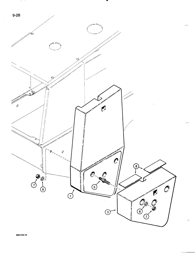 Схема запчастей Case 821 - (9-028) - COUNTERWEIGHTS, 4400 POUND TOTAL WEIGHT (09) - CHASSIS/ATTACHMENTS