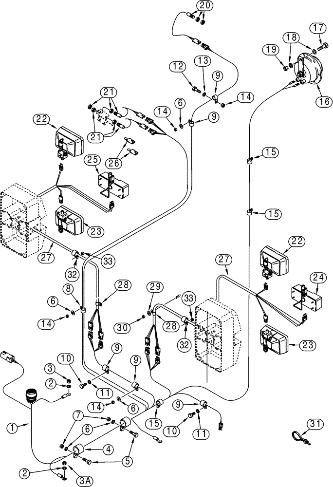 Схема запчастей Case 921C - (04-06) - HARNESS, FRONT - LAMPS AND SWITCHES (04) - ELECTRICAL SYSTEMS