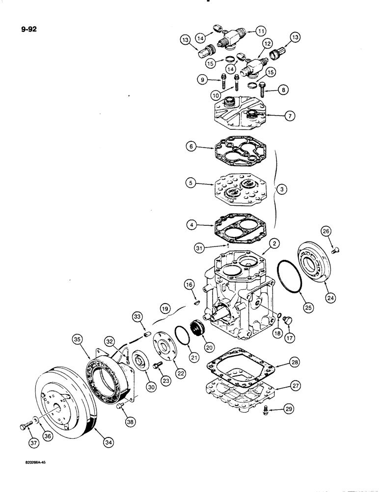 Схема запчастей Case W18B - (9-092) - AIR CONDITIONING COMPRESSOR (09) - CHASSIS/ATTACHMENTS