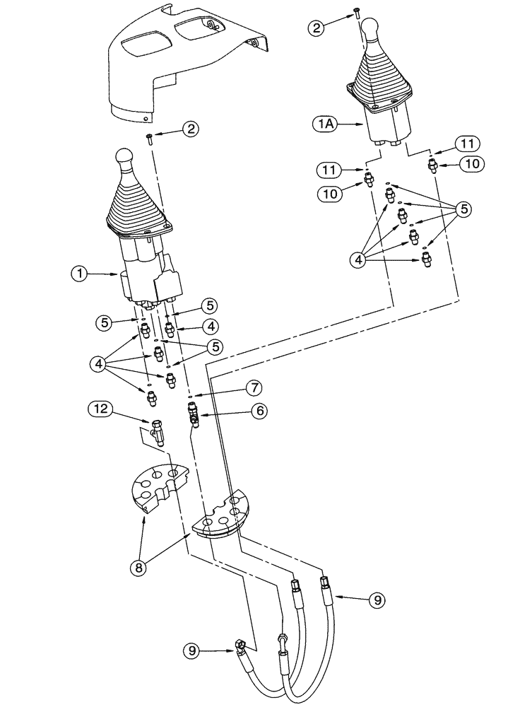 Схема запчастей Case 621C - (08-044) - HYDRAULICS - LOADER CONTROL, REMOTE, DUAL LEVER W/FOUR SPOOL VALVE, NORTH AMERICA ONLY (08) - HYDRAULICS