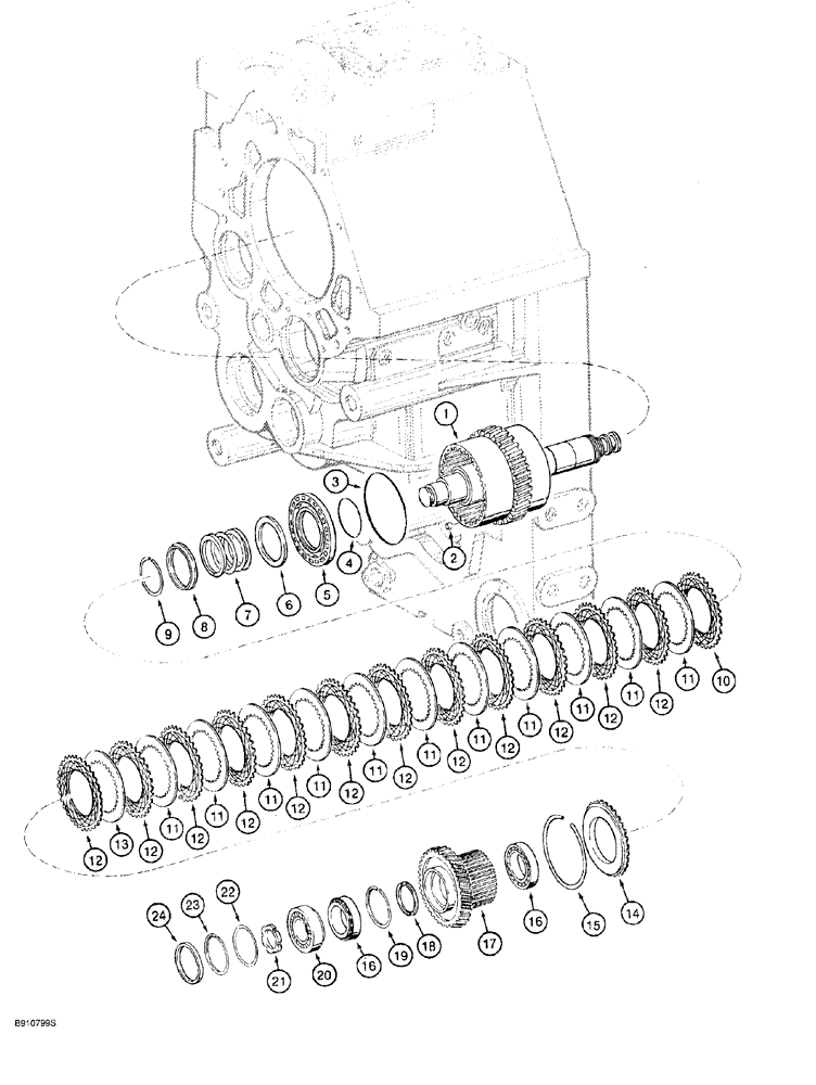 Схема запчастей Case 921 - (6-042) - TRANSMISSION ASSEMBLY 114363A1, REVERSE GEAR AND CLUTCH (06) - POWER TRAIN