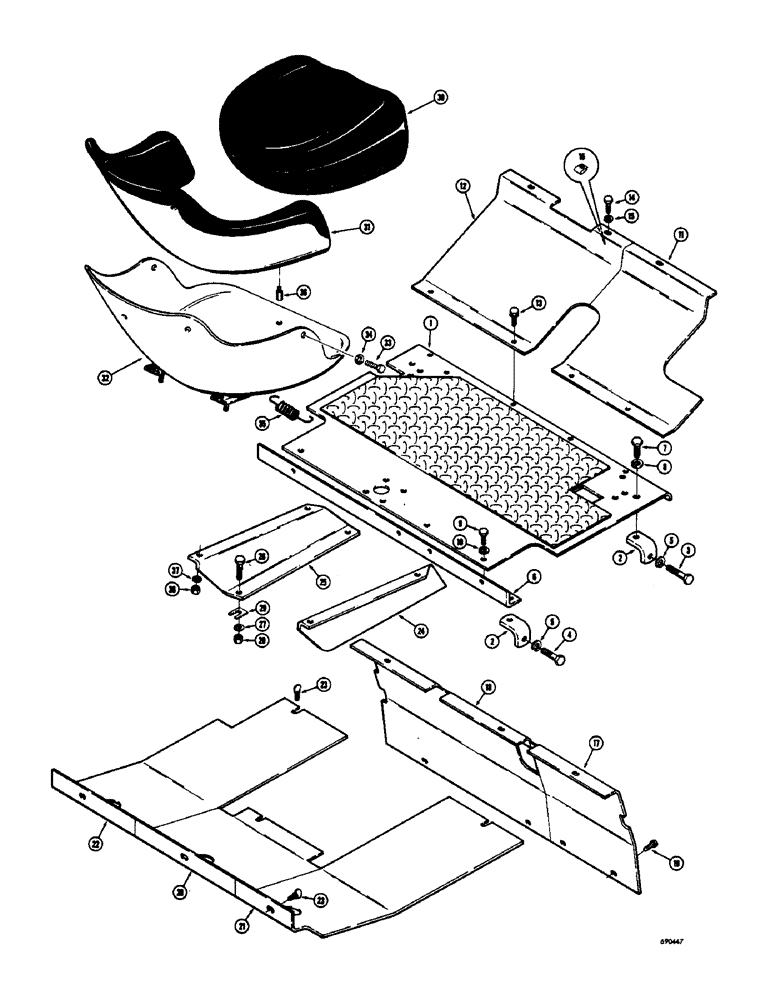 Схема запчастей Case W7 - (184) - PLATFORM, FLOOR PLATES AND SEAT (SN 8208449 & AFTER) (09) - CHASSIS