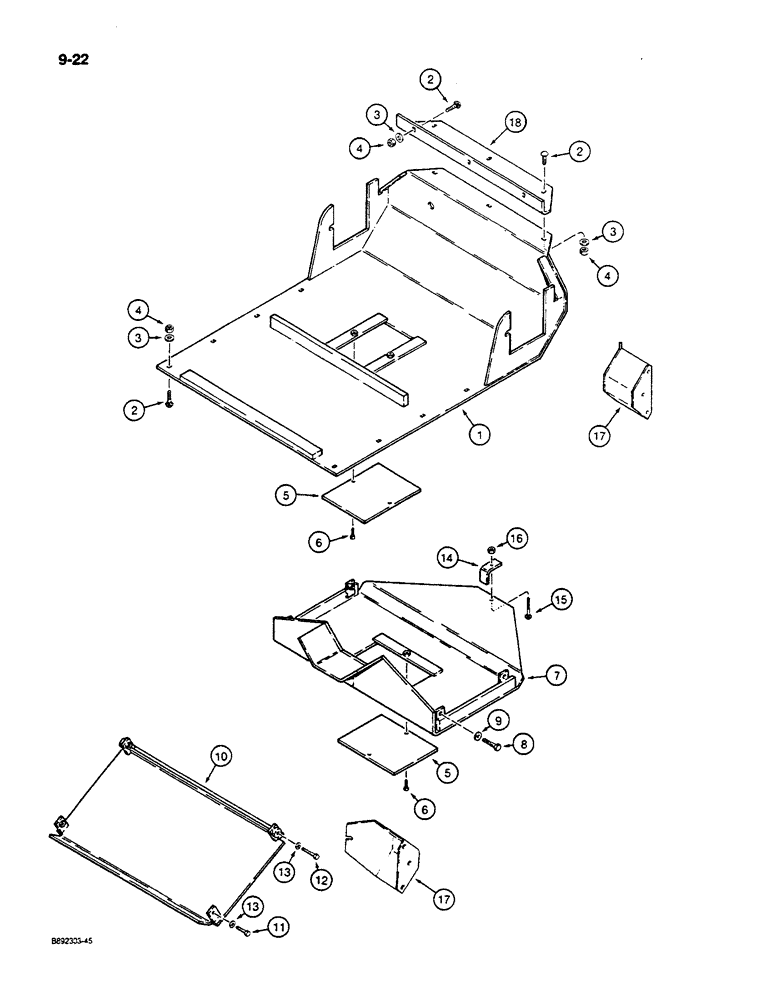 Схема запчастей Case W14C - (9-22) - DRIVE LINE AND BRAKE GUARDS (09) - CHASSIS/ATTACHMENTS