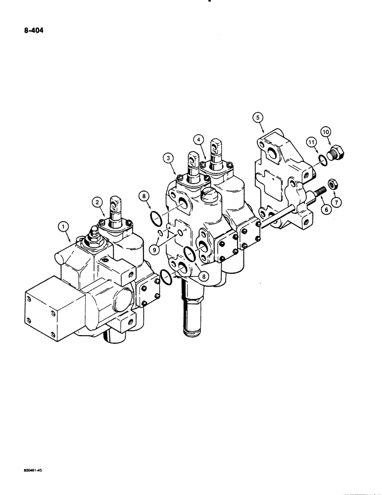 Схема запчастей Case 1455B - (8-404) - THREE SPOOL VALVE, HYDRAULIC ANGLE TILT PITCH DOZER MODELS (08) - HYDRAULICS