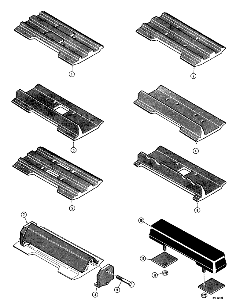 Схема запчастей Case 1150 - (116) - TRACK SHOES (EYEBROW CUT), SEMI-GROUSER, MINING SPECIAL (04) - UNDERCARRIAGE