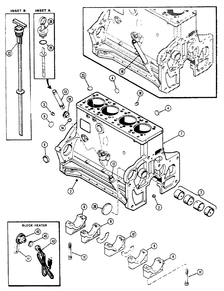 Схема запчастей Case 336B - (16) - 336BD NATURALLY ASPIRATED ENGINES, CYLINDER BLOCK, BLOCK 