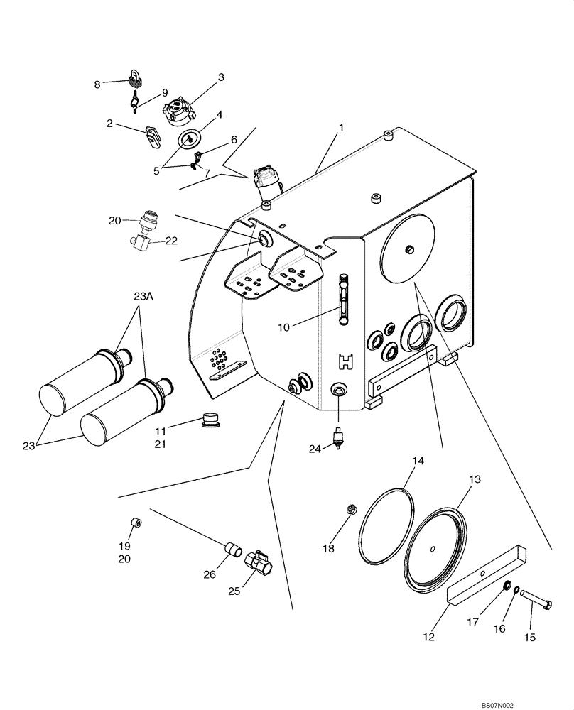 Схема запчастей Case 850L - (08-01) - RESERVOIR, HYDRAULIC - COVERS (08) - HYDRAULICS