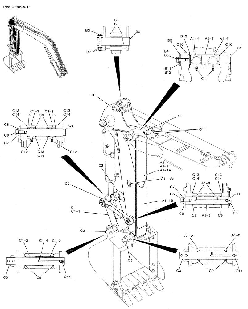 Схема запчастей Case CX31B - (03-007) - ARM ASSY, STD 1.18M (3FT 10IN) (84) - BOOMS, DIPPERS & BUCKETS