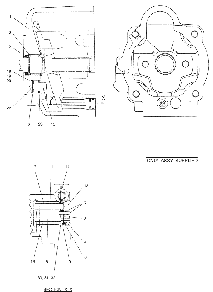 Схема запчастей Case CX36B - (07-030) - HOUSING ASSY (35) - HYDRAULIC SYSTEMS