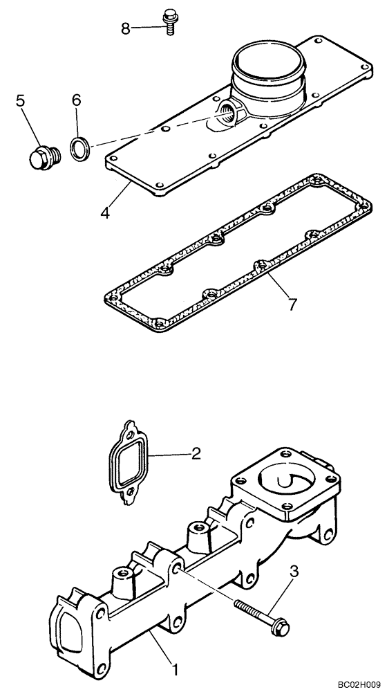 Схема запчастей Case 75XT - (02-09) - MANIFOLDS - EXHAUST AND INTAKE (02) - ENGINE