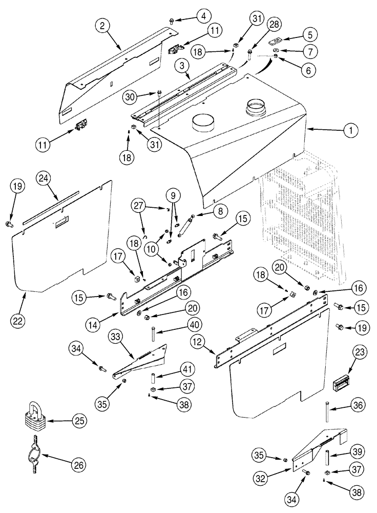 Схема запчастей Case 850H - (09-14) - HOOD - SHIELDS AND SUPPORTS (09) - CHASSIS