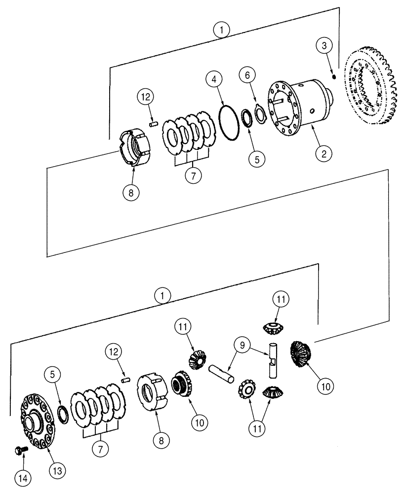 Схема запчастей Case 621D - (06-25) - AXLE, FRONT - DIFFERENTIAL (06) - POWER TRAIN