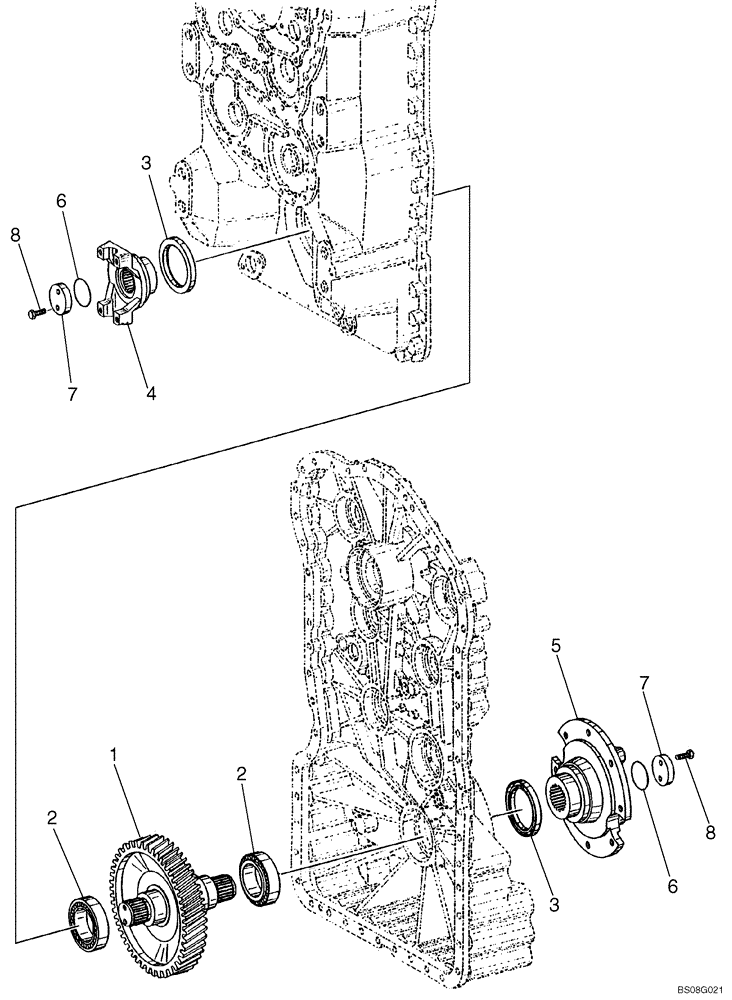 Схема запчастей Case 621E - (06-32) - TRANSMISSION - SHAFT, OUTPUT - P.I.N. N8F203848 AND AFTER (06) - POWER TRAIN