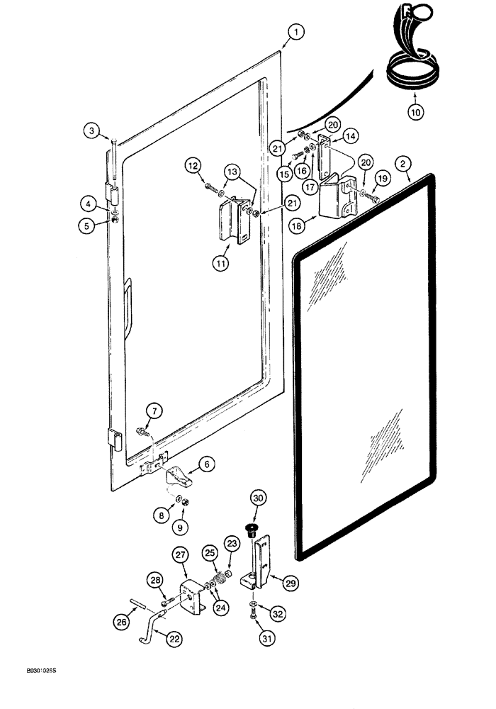 Схема запчастей Case 921 - (9-050) - RIGHT-HAND CAB WINDOW (09) - CHASSIS/ATTACHMENTS