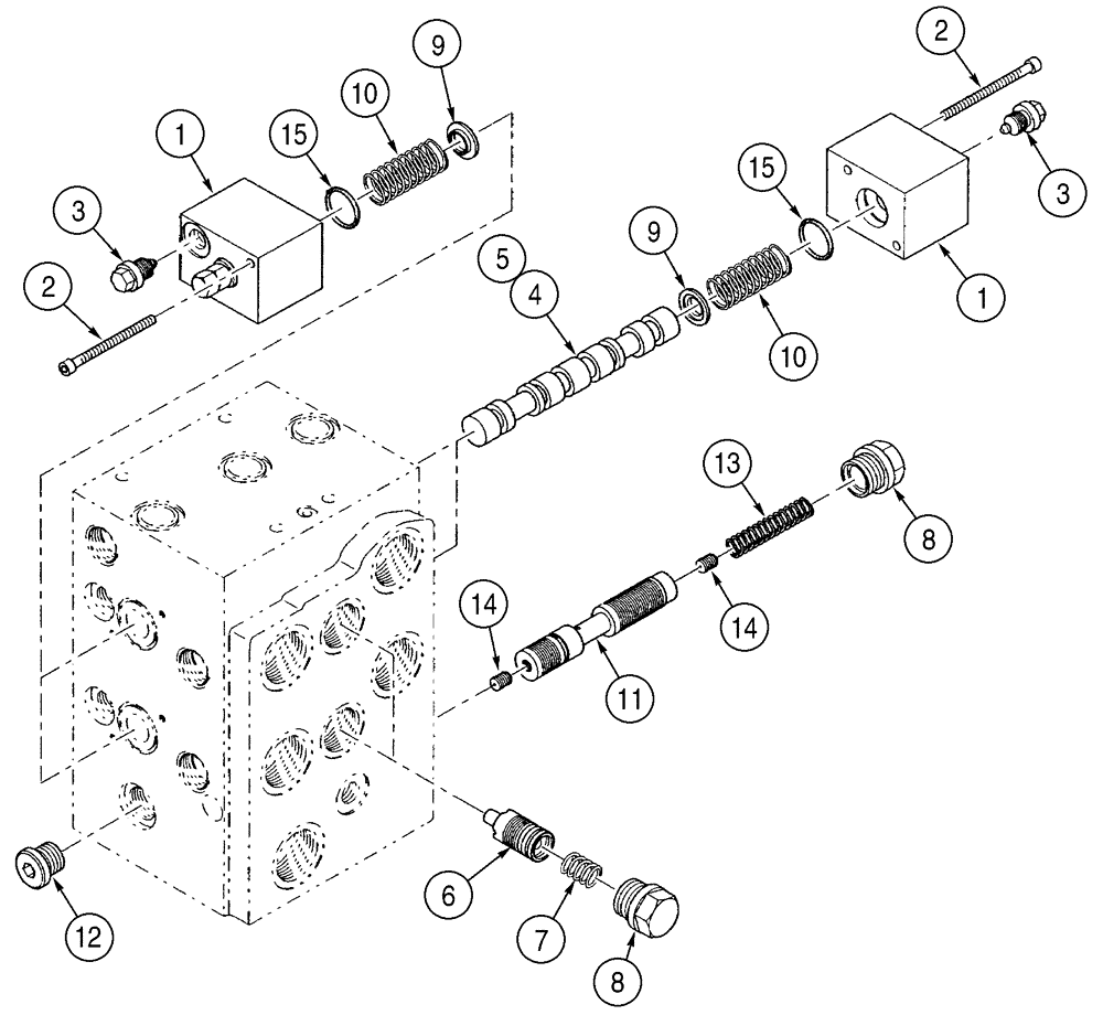 Схема запчастей Case 621D - (08-21) - VALVE ASSY - PISTON AXIS (08) - HYDRAULICS