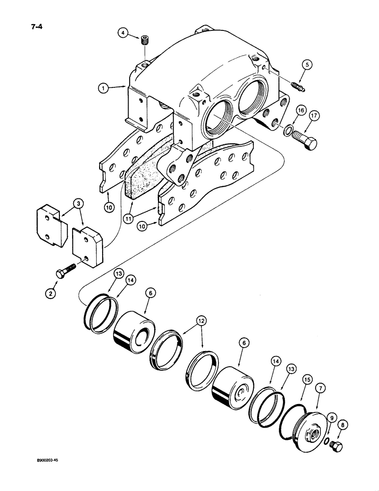 Схема запчастей Case 1085C - (7-04) - REAR AXLE BRAKE CALIPERS (07) - BRAKES