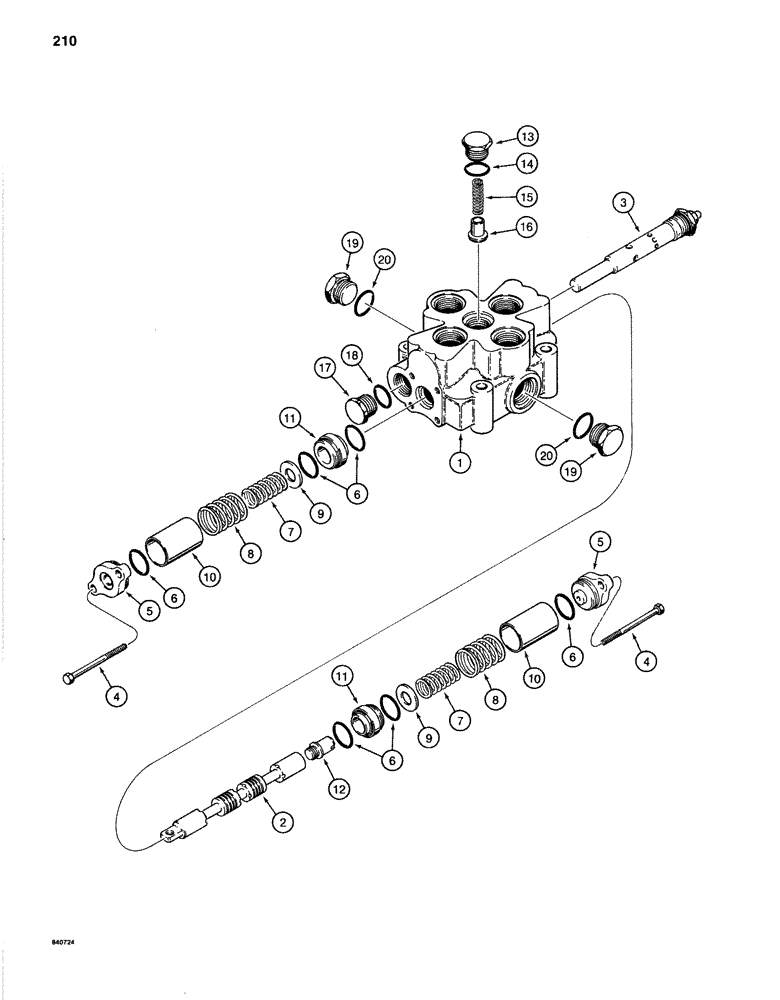 Схема запчастей Case 1280B - (210) - ONE SPOOL CONTROL VALVE (08) - HYDRAULICS