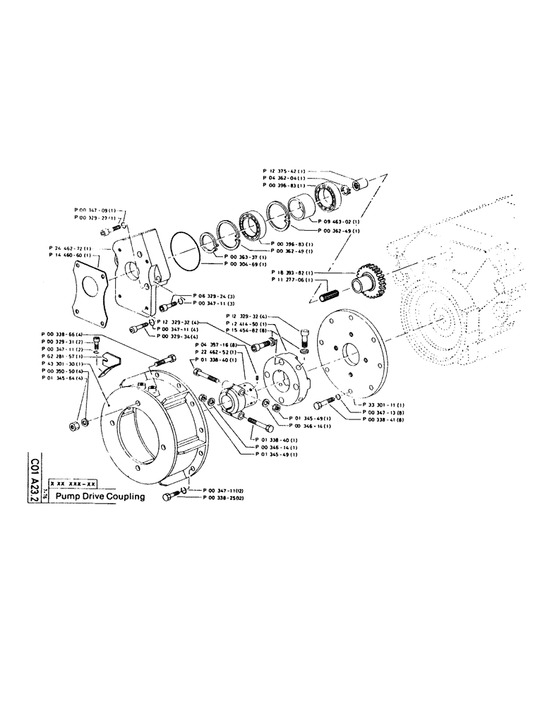 Схема запчастей Case 220CKS - (32) - PUMP DRIVE COUPLING (07) - HYDRAULIC SYSTEM