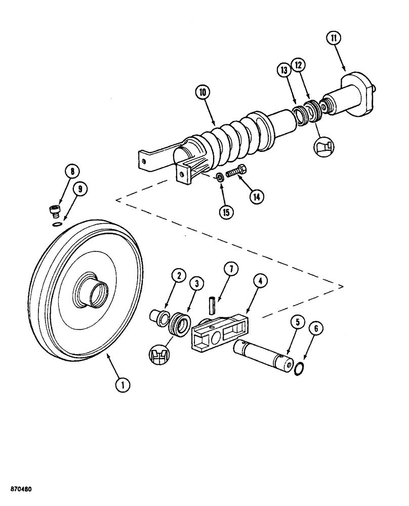 Схема запчастей Case 688 - (5-08) - TRACK IDLER AND ADJUSTMENT CYLINDER, ITM IDENTIFICATION (11) - TRACKS/STEERING