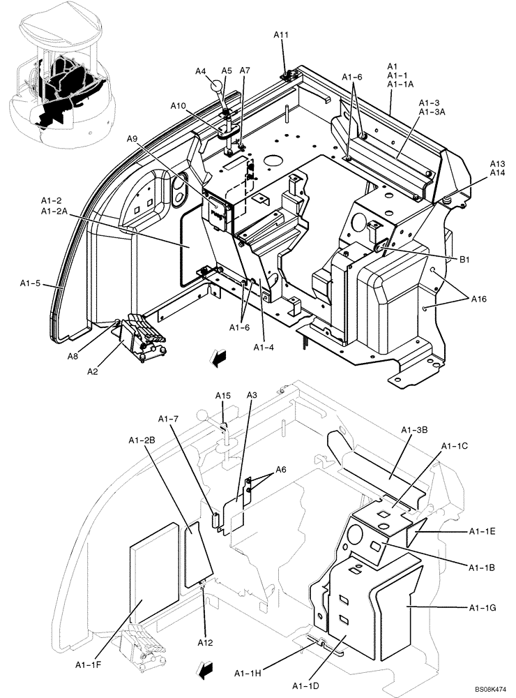 Схема запчастей Case CX27B BTW - (01-032) - STAND ASSY, CONTROL (CAB) (PM03M00059F1, PW03M01716F1) (90) - PLATFORM, CAB, BODYWORK AND DECALS