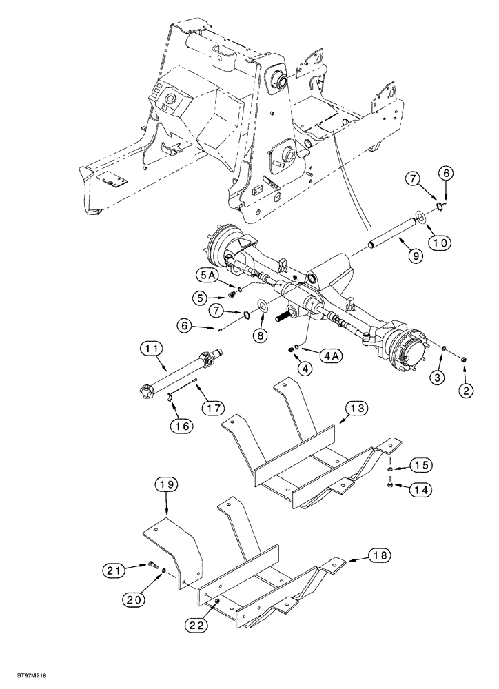 Схема запчастей Case 580SL - (6-002) - FRONT DRIVE AXLE MOUNTING AND DRIVE SHAFT (06) - POWER TRAIN