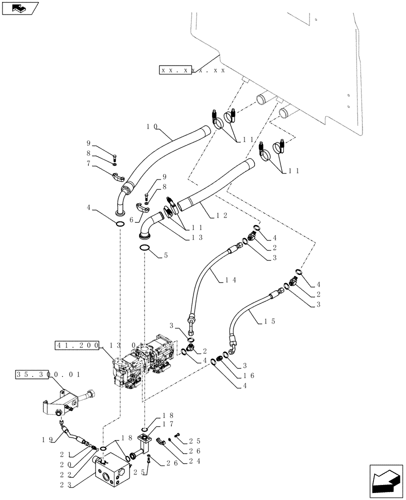 Схема запчастей Case 721F - (41.200.13[02]) - PRIORITY PUMP INSTALLATION (41) - STEERING