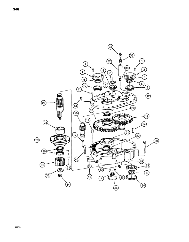 Схема запчастей Case 880C - (346) - SWING GEARBOX, BEFORE PIN 6205625 (04) - UNDERCARRIAGE