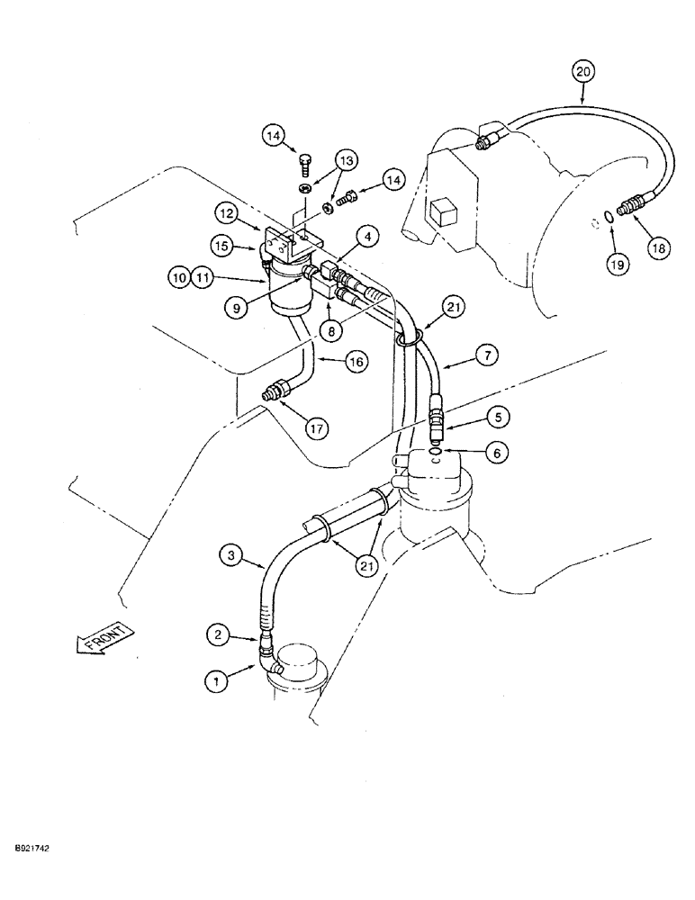 Схема запчастей Case 9030 - (8-10) - BASIC HYDRAULIC CIRCUIT, RETURN LINES TO FILTER AND RESERVOIR (08) - HYDRAULICS