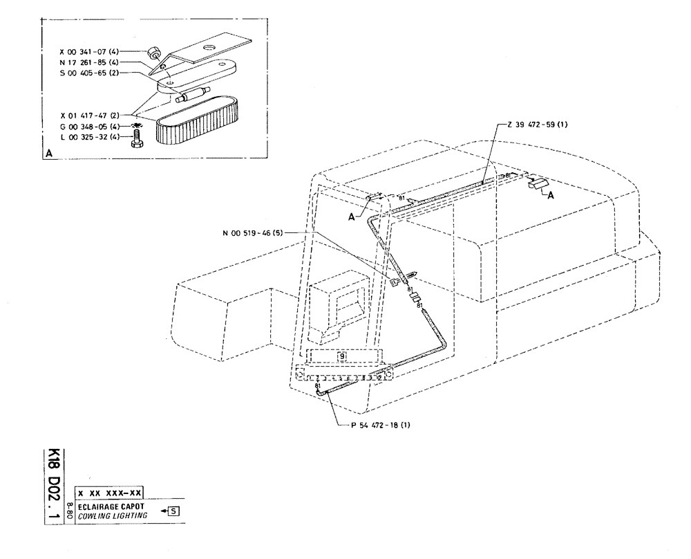 Схема запчастей Case 75C - (K18 D02.1) - COWLING LIGHTING (06) - ELECTRICAL SYSTEMS