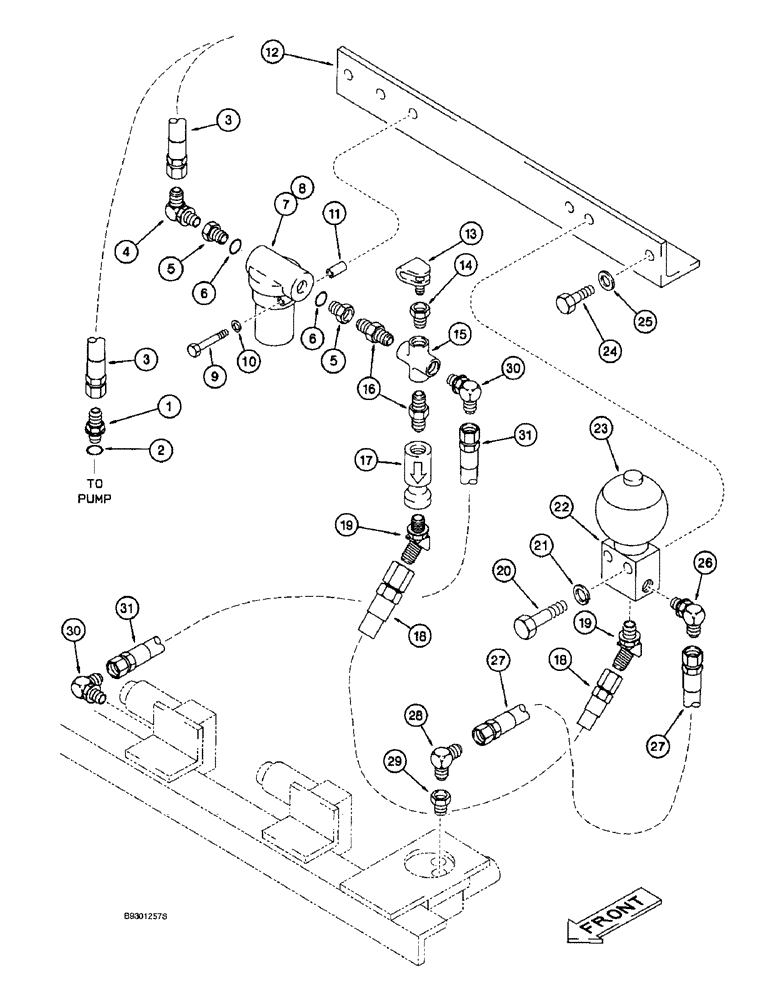 Схема запчастей Case 9010 - (8-34) - HYDRAULIC CONTROL CIRCUIT, PILOT LINE FILTER, CHECK VALVE AND ACCUMULATOR (08) - HYDRAULICS